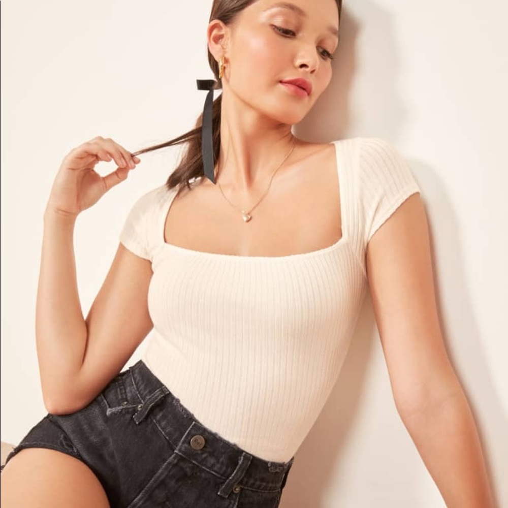 Reformation Bardot Top Ivory Size small